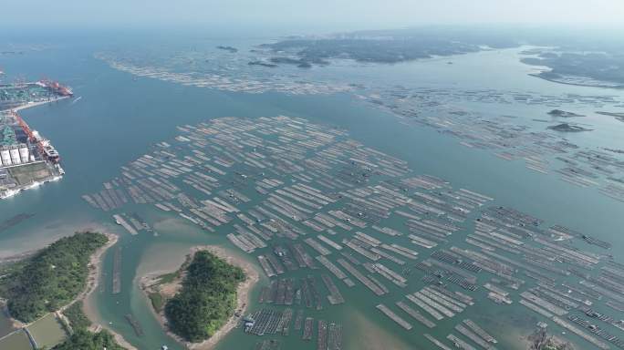 航拍钦州钦州港茅尾海