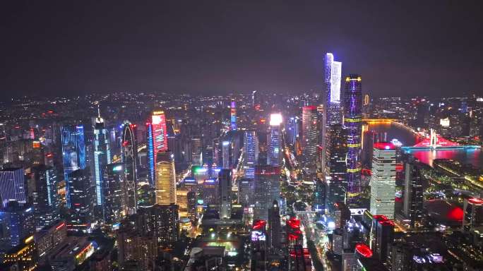 珠江新城航拍夜景