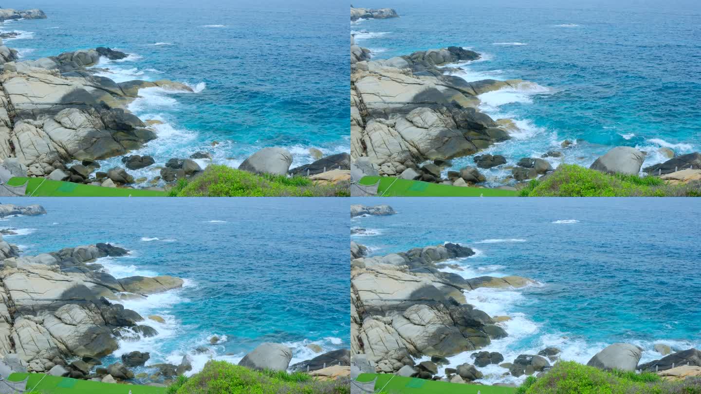 海景海边岩石礁石浪花 大海岸边石头海浪