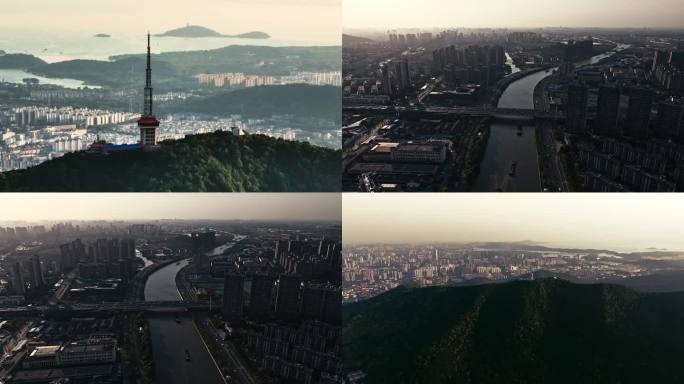 无锡，航拍，日落，惠山，运河，4K，延时