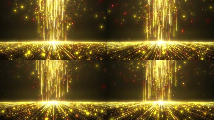 4k金色粒子落下地面射线冲屏无缝循环AB