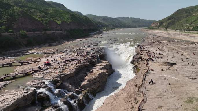 黄河水俯拍壶口瀑布江河山河河奔腾河流长江