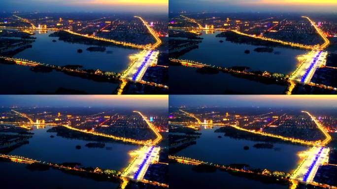 淮阳区 龙湖风景区 夜景航拍延时 4K