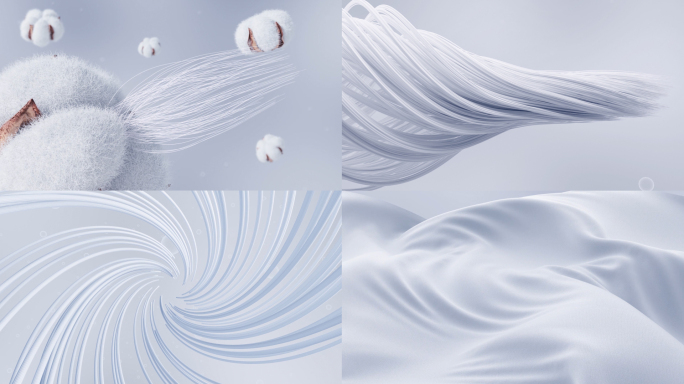 棉花布料飘动编织纤维生长三维动画纯棉面料