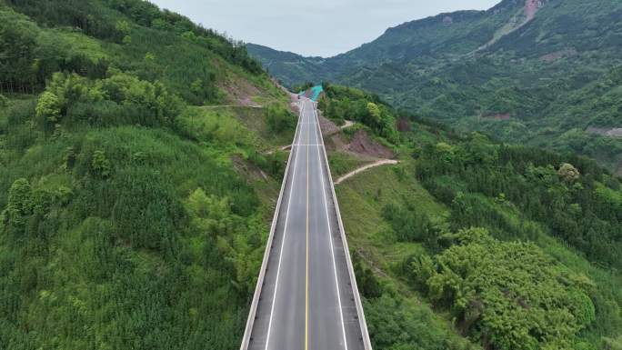 洪雅瓦屋山快速通道、旅游公路航拍素材