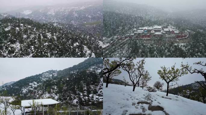 太原西山偏桥沟雪景航拍