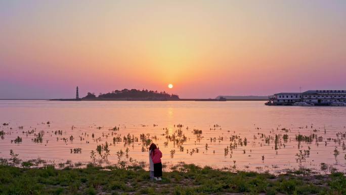 岳阳洞庭湖夕阳唯美