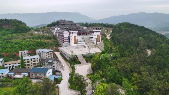 四川广元皇泽寺景区航拍4K御三