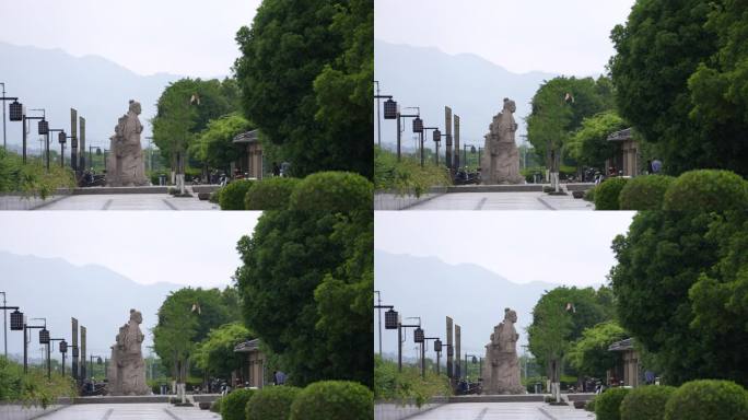 浙江宁波宁海徐霞客石像石雕雕塑公园实拍