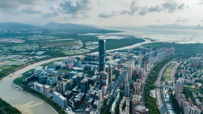 【原创】深圳福田保税区白天航拍延时大景