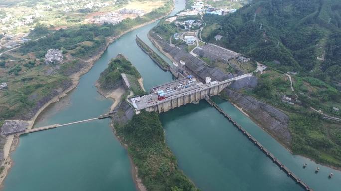 马山县百龙滩水力发电厂航拍