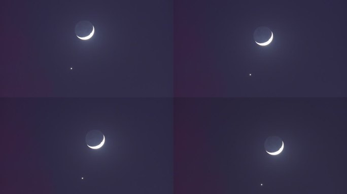 夏夜星月童话金星伴月实拍延时素材