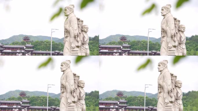 浙江宁海徐霞客石雕雕塑雕像石像实拍原素材