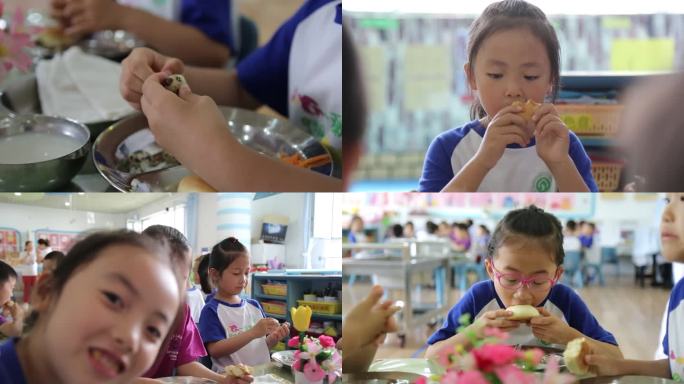 幼儿园小朋友吃饭 吃水果 加餐