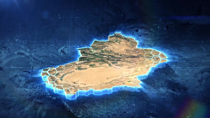 【AE模板】科技蓝暗调三维卫星地图 新疆