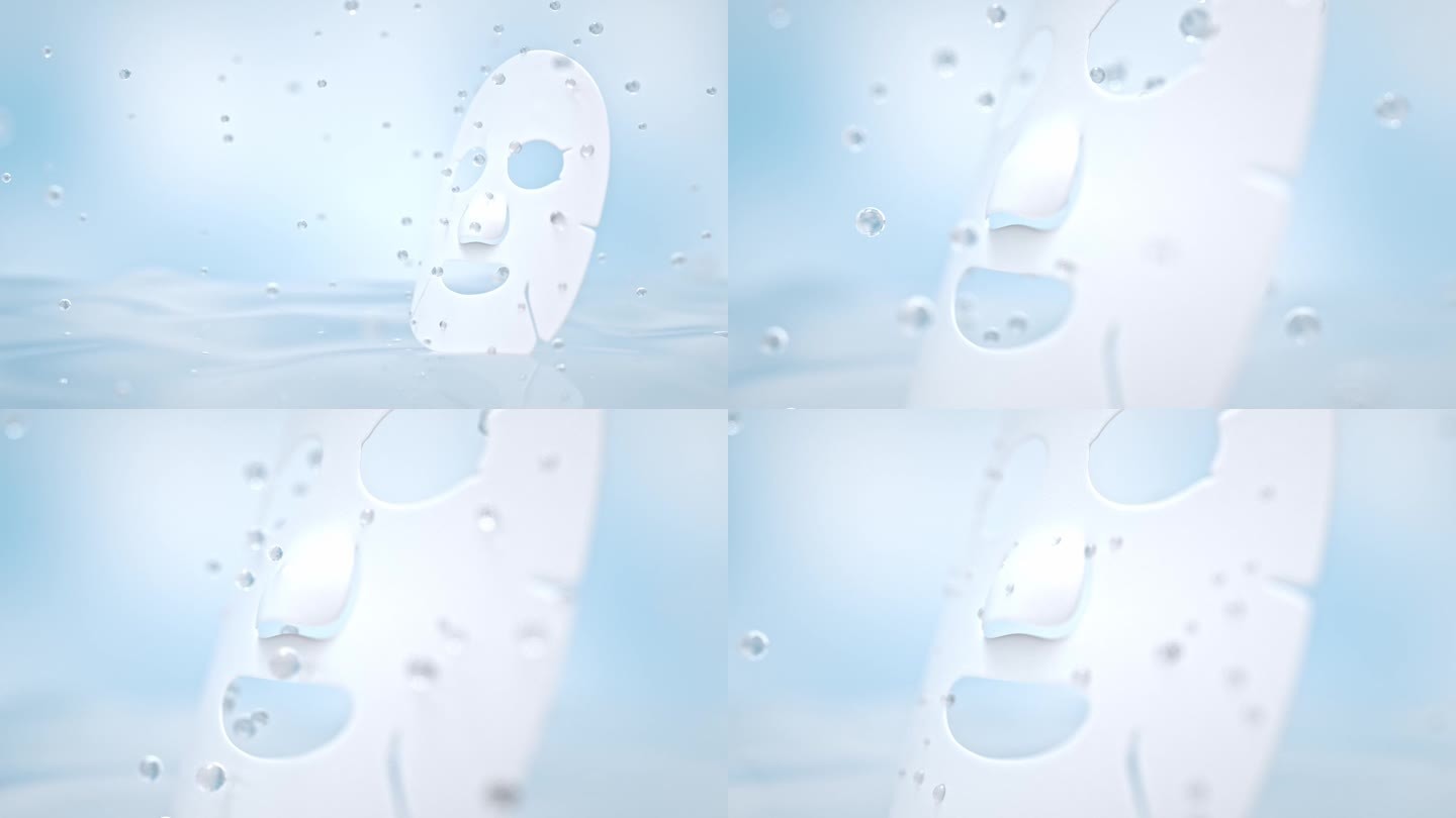 面膜吸收水分广告三维动画素材