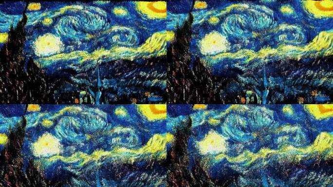 梵高抽象星空星月夜粒子生长动态背景