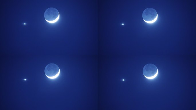 夜空中的金星和月亮-——金星伴月