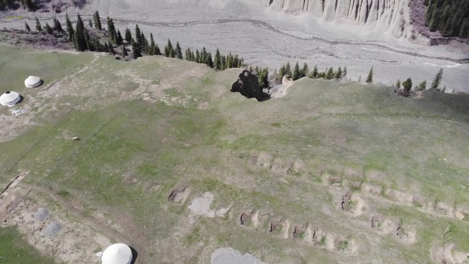 航拍 新疆鹿角湾 蒙古包到高山