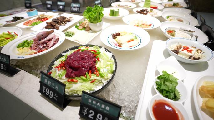 浙江酒店餐厅点餐区配菜样品价格展示实拍