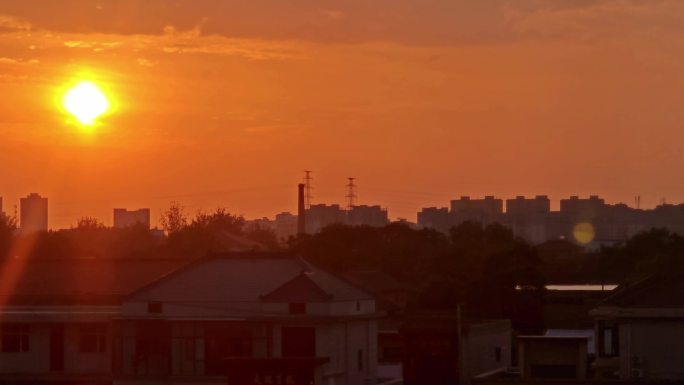 城市晚霞空镜