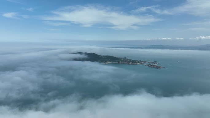 威海 蓝天 云层 平流雾 城市