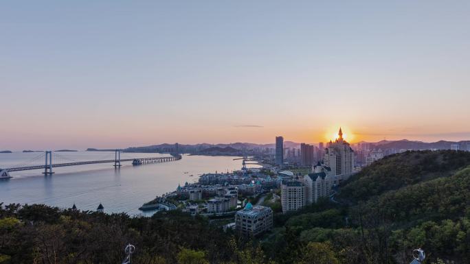 大连莲花山观景 城堡日落