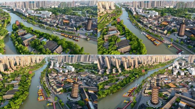 4K航拍江苏淮安里运河风光带