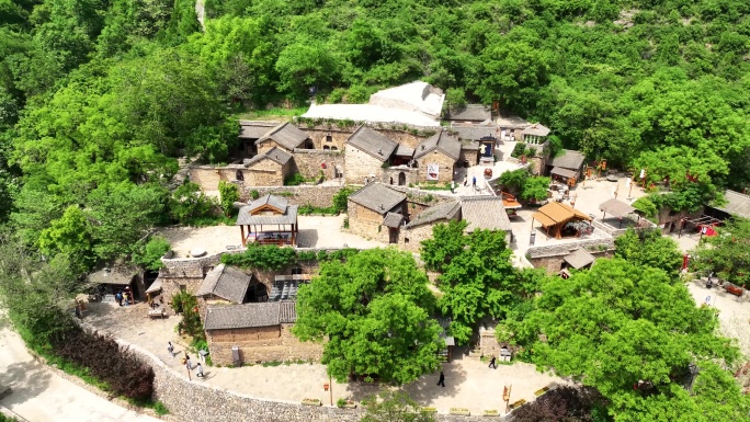 航拍山西旅游临汾云丘山景区塔尔坡古村