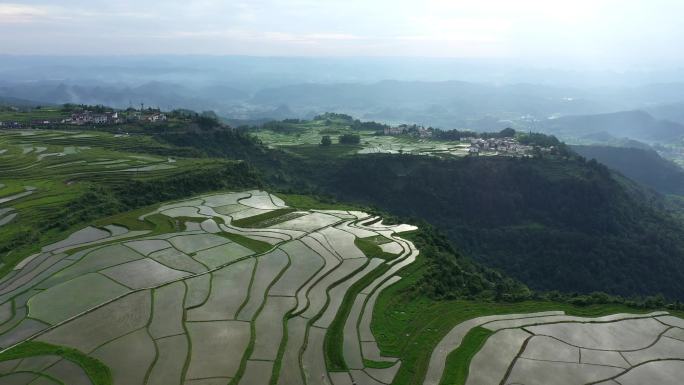 高坡村落梯田航拍