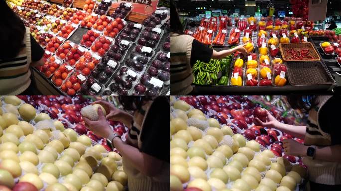 超市购物水果真人出镜