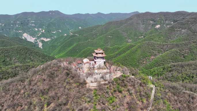 航拍山西旅游临汾云丘山景区玉皇顶