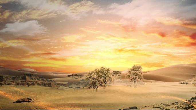 夕阳戈壁沙漠