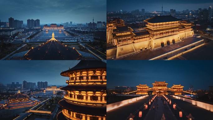 4K洛阳应天门天堂明堂九洲池夜景航拍合集