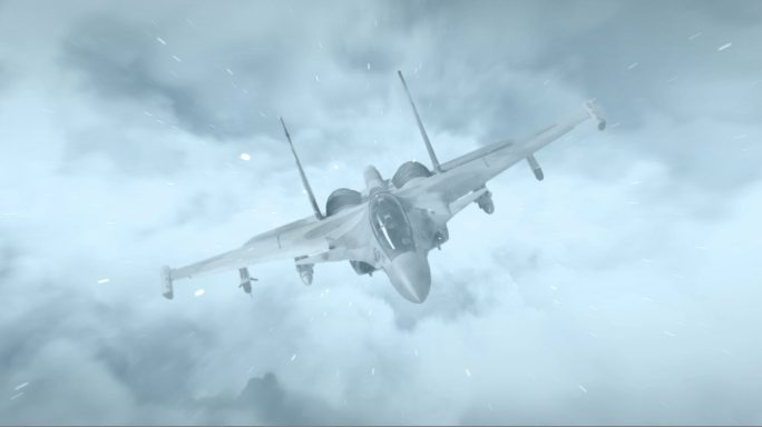 飞机俯冲穿梭云层循环