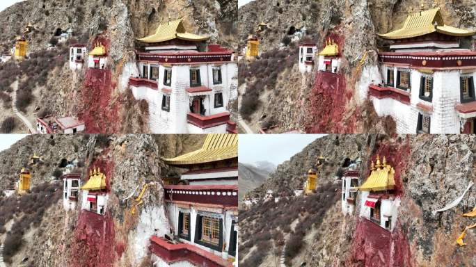 航拍中国西藏拉萨市达孜区扎耶巴寺