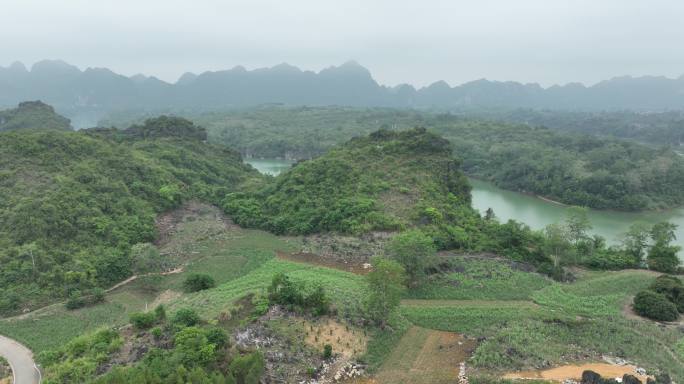 航拍崇左雨花石景区