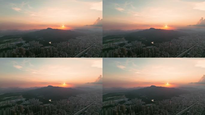 【4K】深圳阳台山日落龙华城市大景