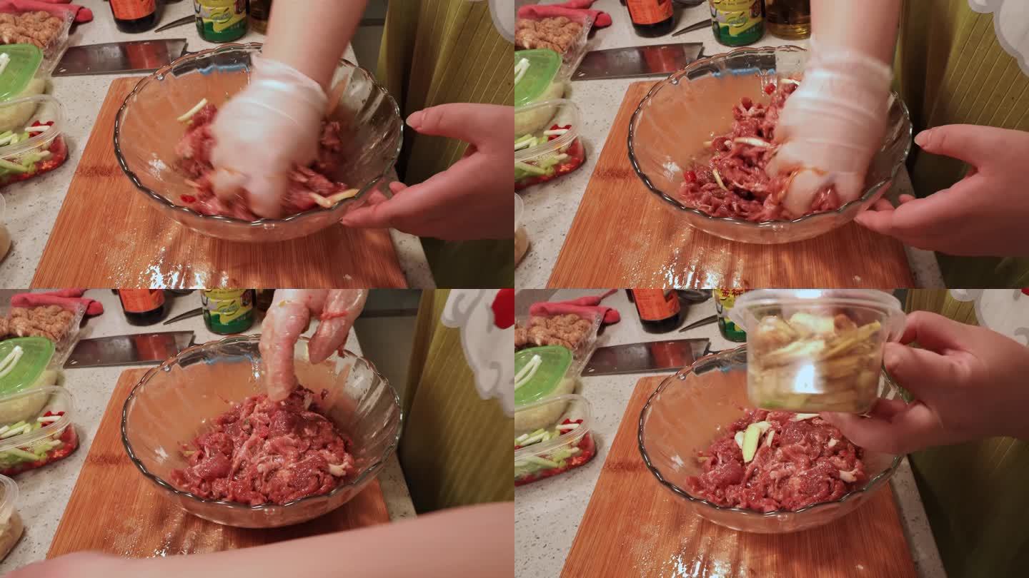 抓匀腌制牛肉 (2)