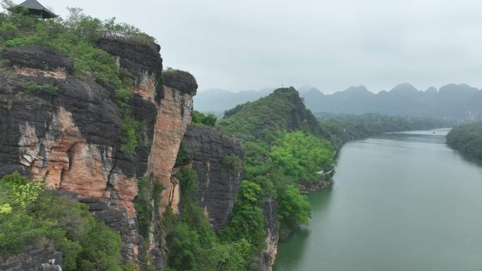 航拍崇左雨花石景区