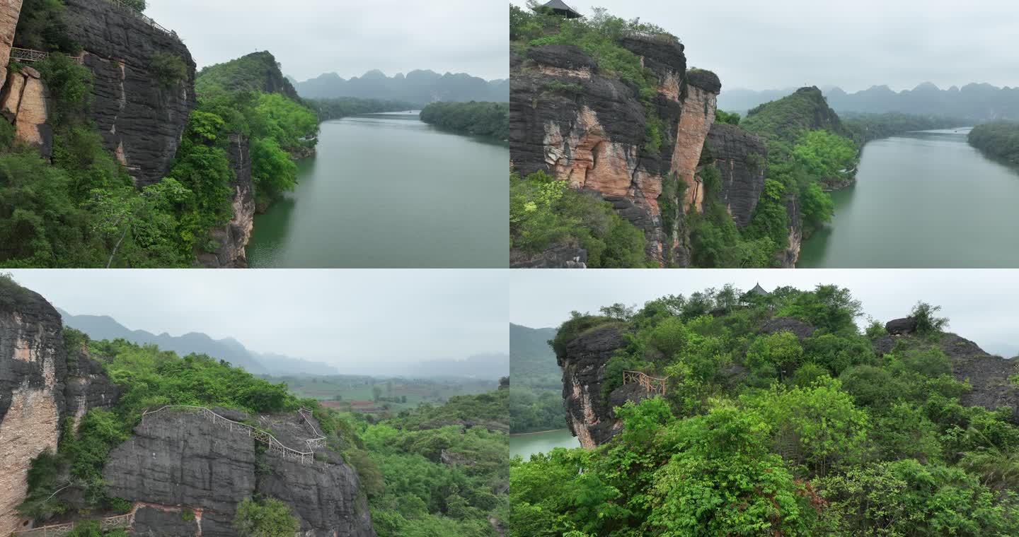 航拍崇左雨花石景区