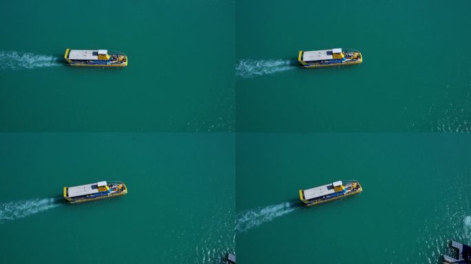 【4K航拍】一搜行驶的游船上看海景的游客
