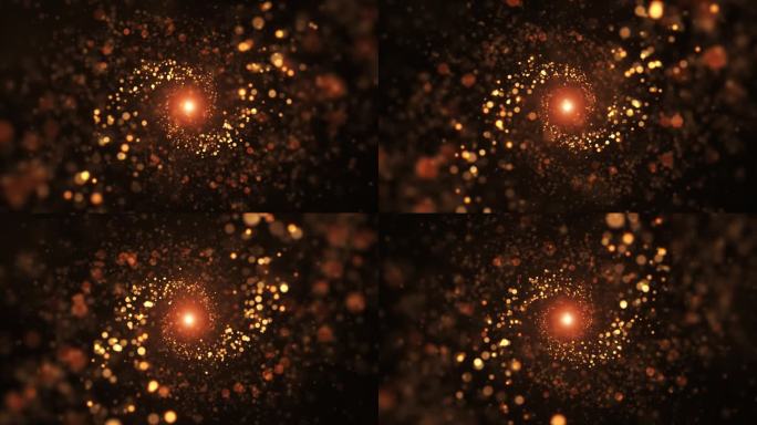 4K金色粒子旋转冲屏星光闪烁背景视频