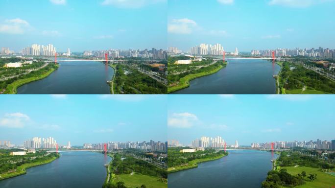 南宁邕江良庆大桥风景 一条大河穿流而过