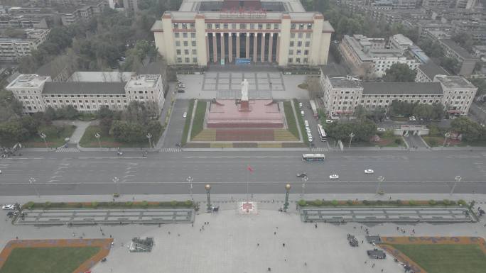 成都天府广场四川科技馆无人机航拍全景