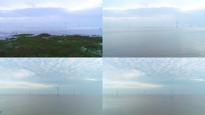 海上风力发电航拍4K