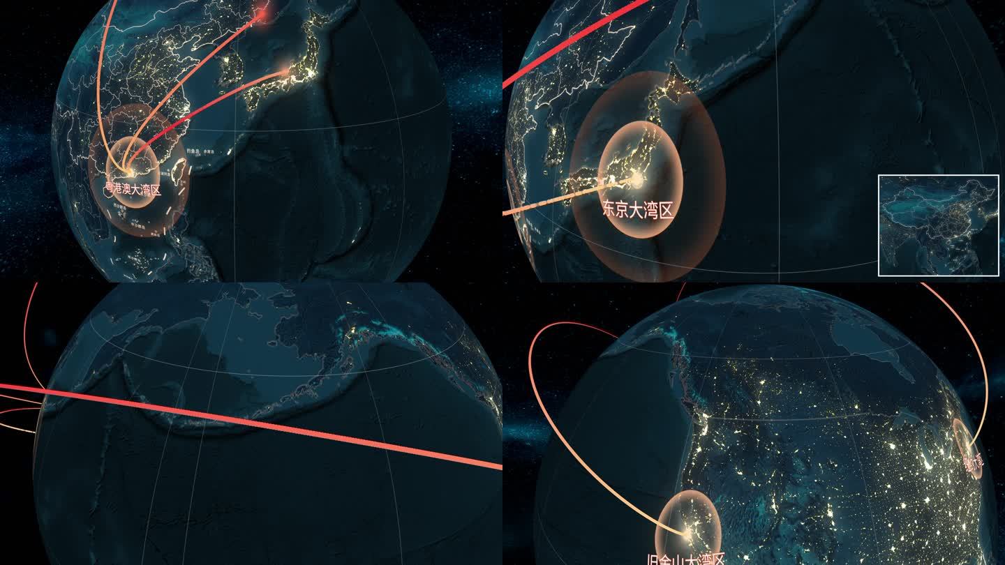 【原创】大气地球光线连线四大湾区