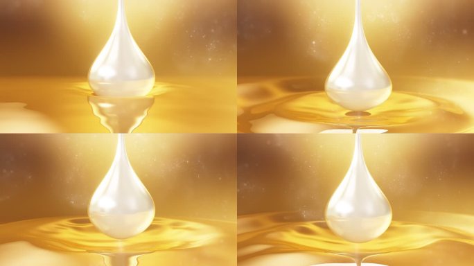 原创商用护肤品化妆品黄金细胞水滴下落动画