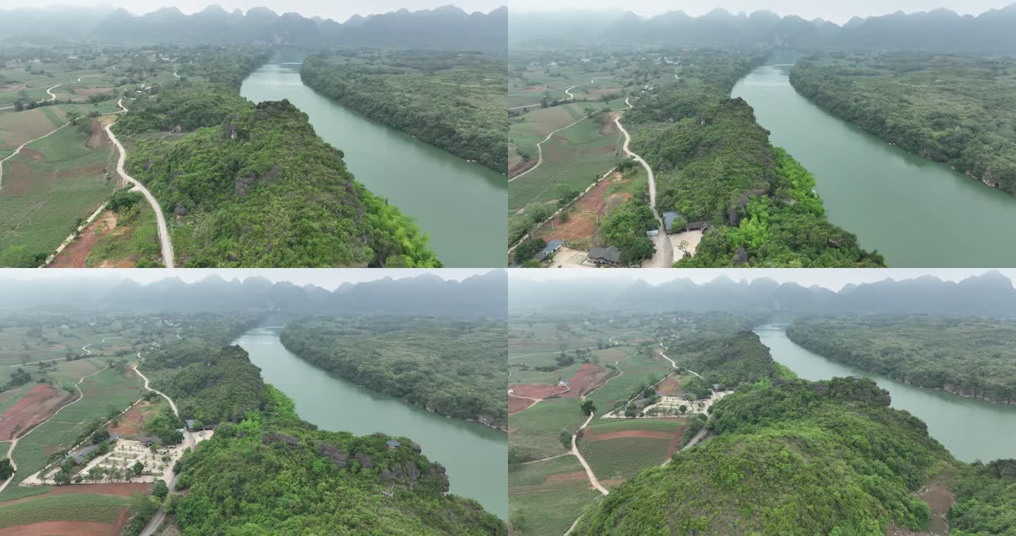 航拍崇左雨花石景区