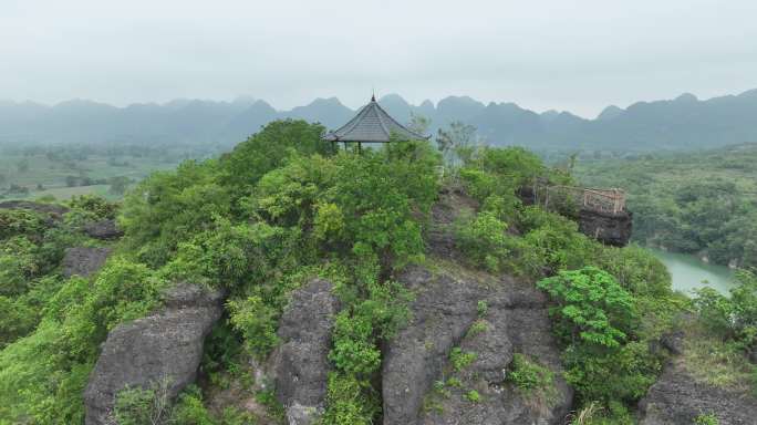 航拍崇左雨花石景区